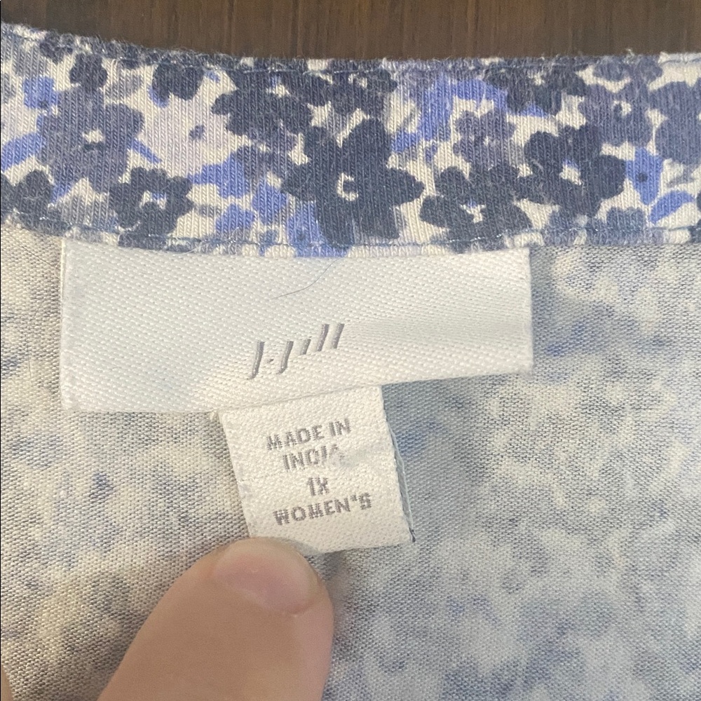 J. Jill 3/4 Sleeve Floral size 1X Dress Blue and White - Picture 2 of 5